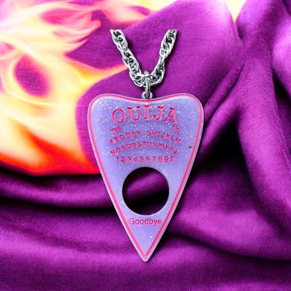 🆕Ouija Planchette Pendant Necklace Resin/Stainless Steel